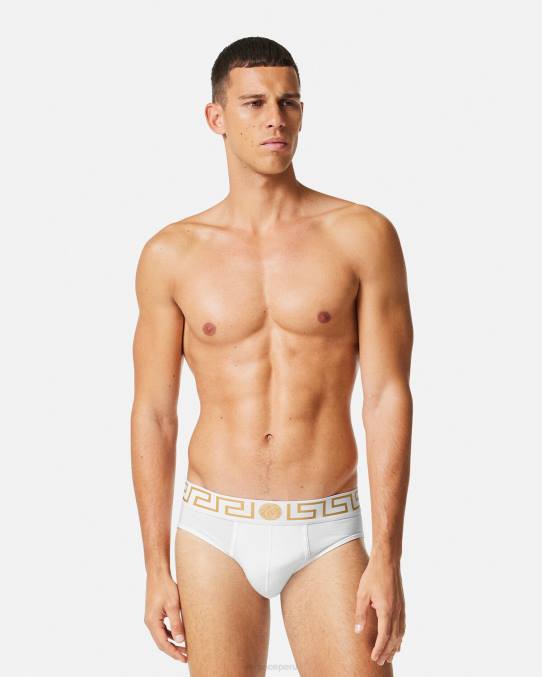 Versace ropa interior y ropa de playa hombres pack de 2 calzoncillos con borde con greca 6BPV1781 blanco negro