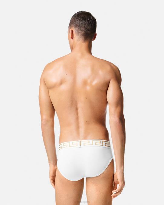 Versace ropa interior y ropa de playa hombres pack de 2 calzoncillos con borde con greca 6BPV1781 blanco negro