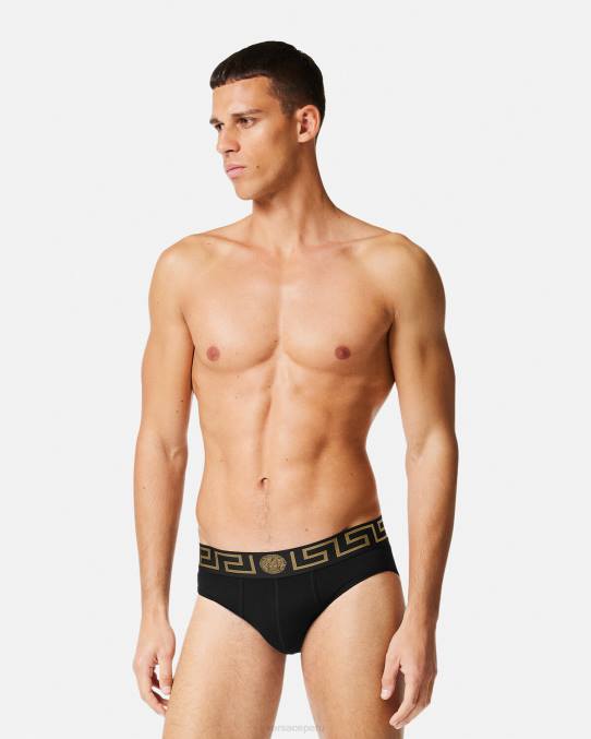 Versace ropa interior y ropa de playa hombres pack de 2 calzoncillos con borde con greca 6BPV1781 blanco negro