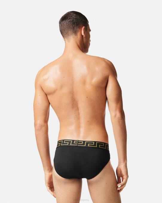 Versace ropa interior y ropa de playa hombres pack de 2 calzoncillos con borde con greca 6BPV1781 blanco negro
