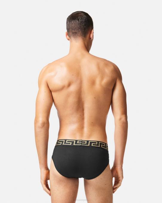 Versace ropa interior y ropa de playa hombres pack de 2 calzoncillos con borde con greca 6BPV1782 negro