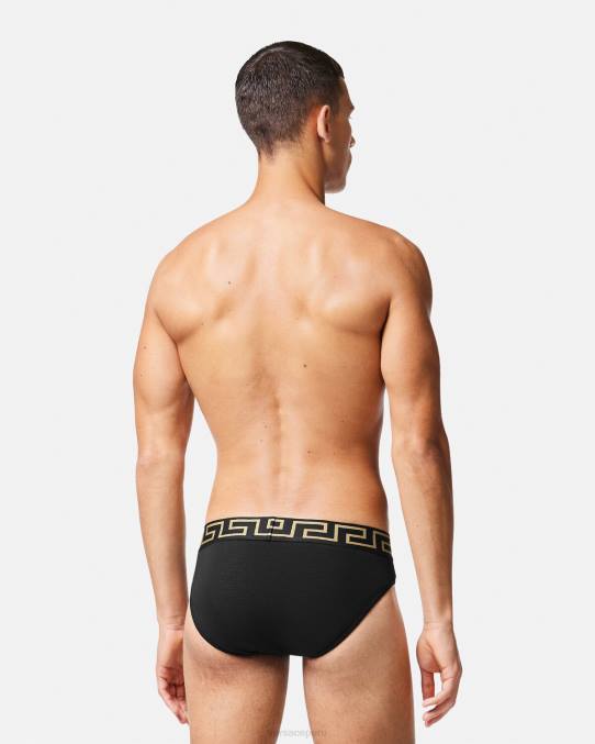Versace ropa interior y ropa de playa hombres paquete de 3 calzoncillos con borde con Greca 6BPV1778 negro
