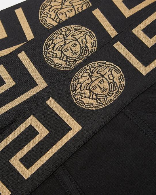 Versace ropa interior y ropa de playa hombres paquete de 3 calzoncillos con borde con Greca 6BPV1778 negro
