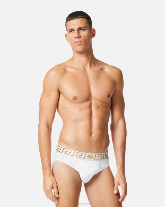 Versace ropa interior y ropa de playa hombres paquete de 3 calzoncillos con borde con Greca 6BPV1779 blanco y negro y gris
