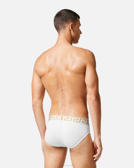 Versace ropa interior y ropa de playa hombres paquete de 3 calzoncillos con borde con Greca 6BPV1779 blanco y negro y gris