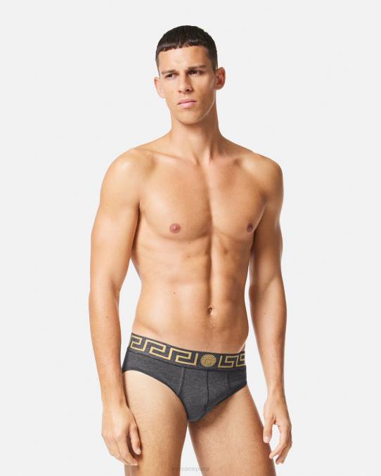 Versace ropa interior y ropa de playa hombres paquete de 3 calzoncillos con borde con Greca 6BPV1779 blanco y negro y gris