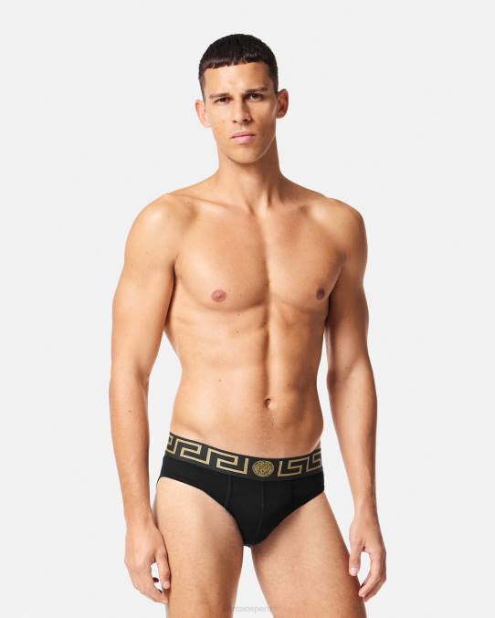Versace ropa interior y ropa de playa hombres paquete de 3 calzoncillos con borde con Greca 6BPV1779 blanco y negro y gris