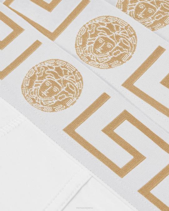Versace ropa interior y ropa de playa hombres paquete de 3 calzoncillos con borde con Greca 6BPV1780 Oro blanco