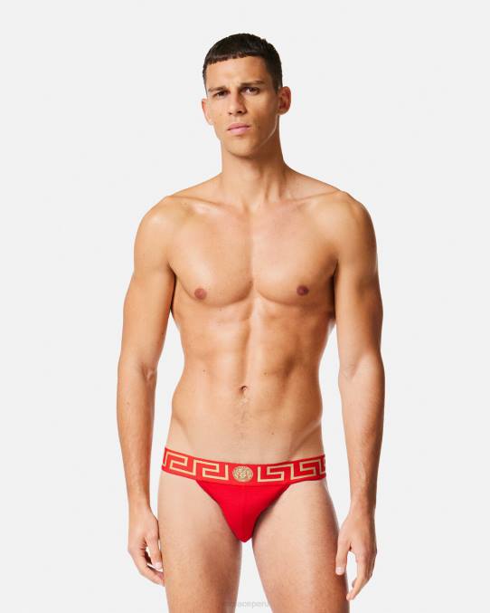 Versace ropa interior y ropa de playa hombres suspensorio con borde de greca 6BPV1775 rojo