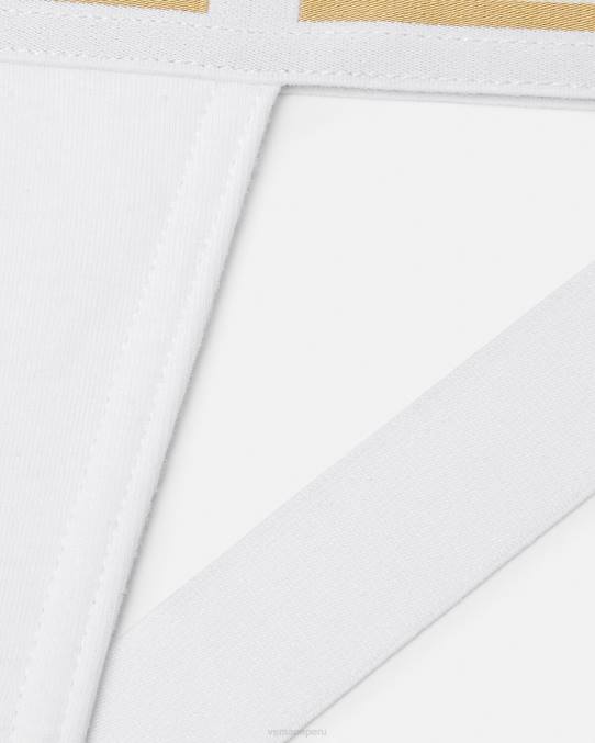 Versace ropa interior y ropa de playa hombres suspensorio con borde de greca 6BPV1776 Oro blanco