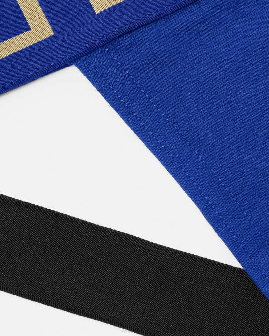 Versace ropa interior y ropa de playa hombres suspensorio con borde de greca 6BPV1777 azul