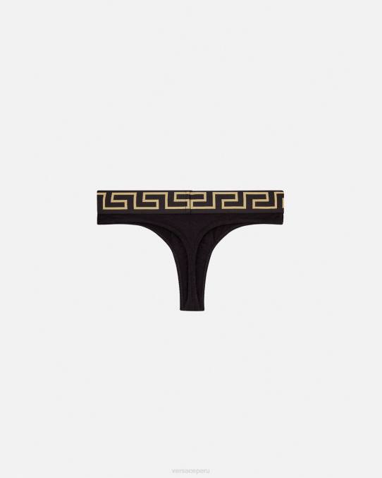 Versace ropa interior y ropa de playa hombres tanga con borde de greca 6BPV1770 negro