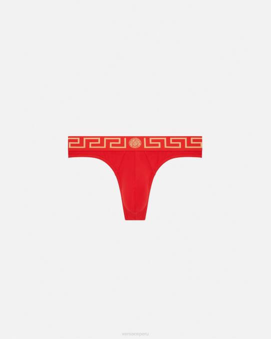 Versace ropa interior y ropa de playa hombres tanga con borde de greca 6BPV1771 rojo