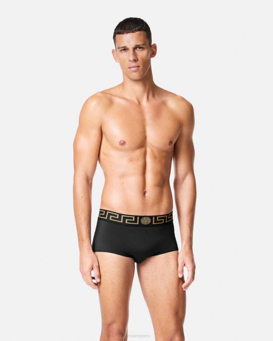 Versace ropa interior y ropa de playa hombres bañador con borde de greca 6BPV1807 negro