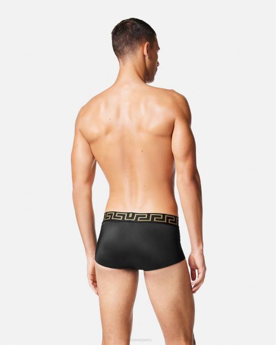 Versace ropa interior y ropa de playa hombres bañador con borde de greca 6BPV1807 negro