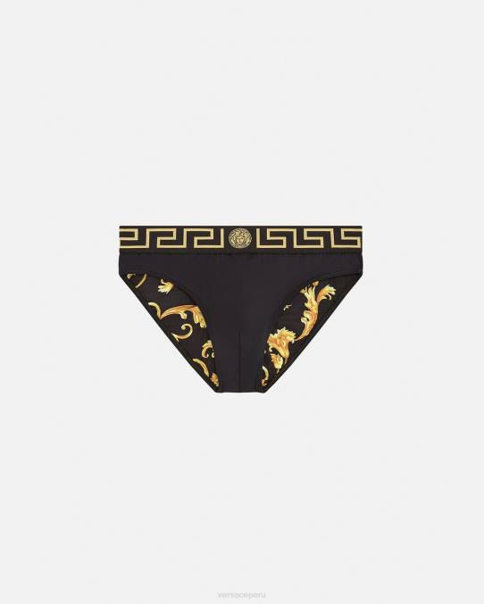 Versace ropa interior y ropa de playa hombres braguitas de baño con borde de greca 6BPV1815 negro