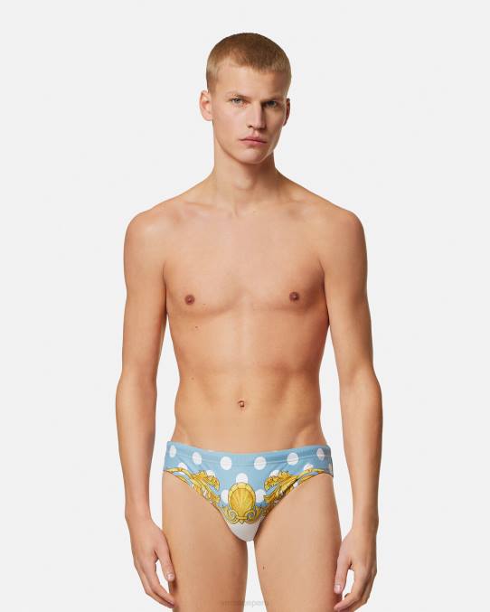 Versace ropa interior y ropa de playa hombres calzoncillos de baño con diseño barroco de conchas marinas 6BPV1801 imprimir