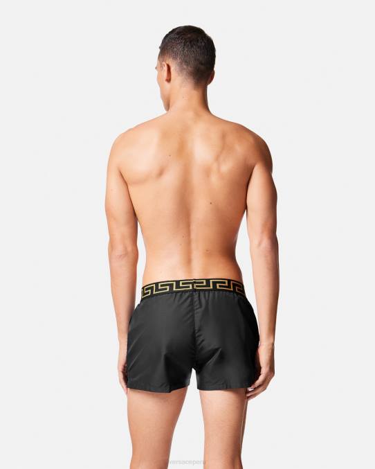 Versace ropa interior y ropa de playa hombres shorts de baño con borde de greca 6BPV1811 negro