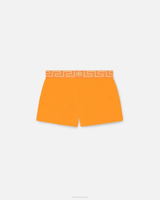 Versace ropa interior y ropa de playa hombres shorts de baño con borde de greca 6BPV1812 naranja