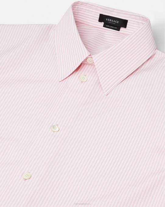 Versace ropa hombres camisa barroca a rayas con conchas marinas 6BPV1294 imprimir