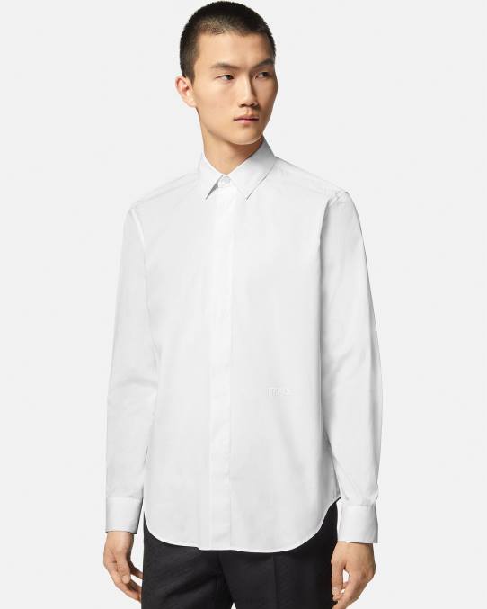 Versace ropa hombres camisa con logo bordado 6BPV1300 blanco