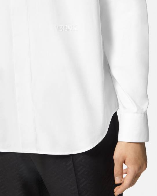 Versace ropa hombres camisa con logo bordado 6BPV1300 blanco