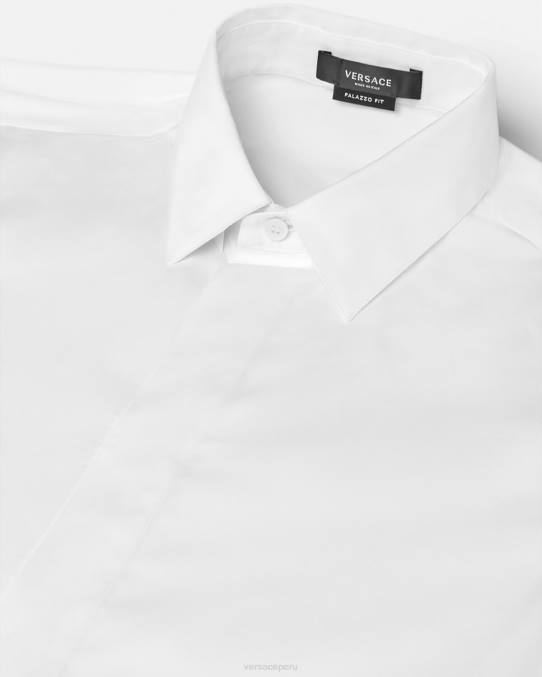 Versace ropa hombres camisa con logo bordado 6BPV1300 blanco