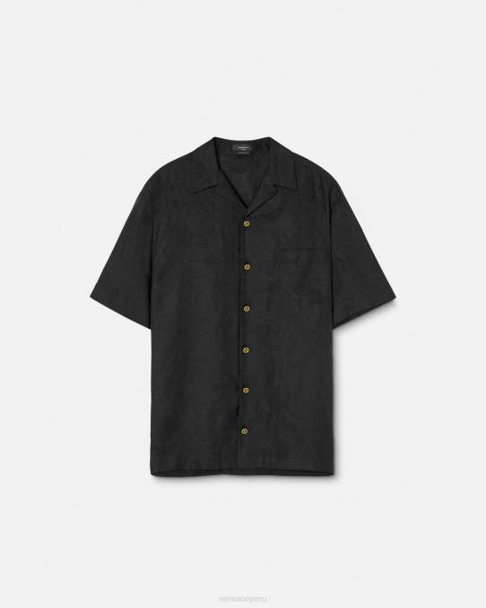 Versace ropa hombres camisa con silueta barroca 6BPV1289 negro