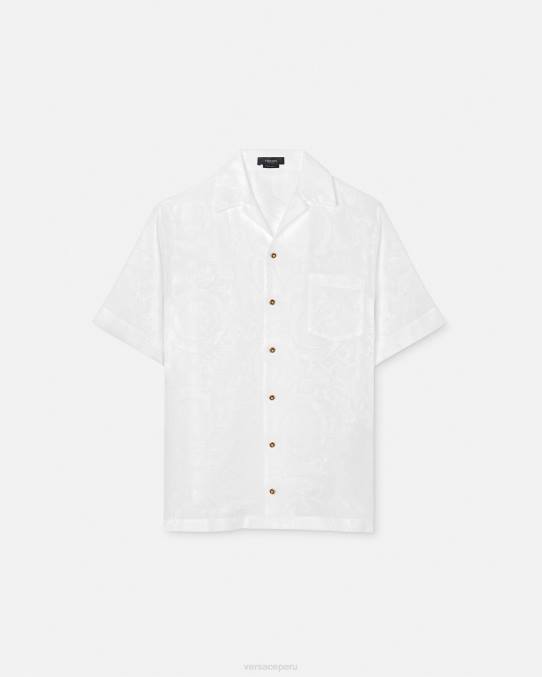 Versace ropa hombres camisa con silueta barroca 6BPV1290 blanco