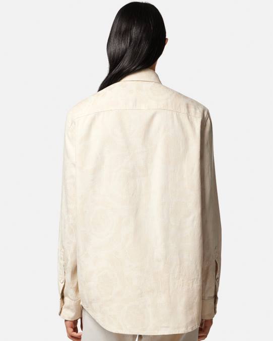 Versace ropa hombres camisa de cambray con silueta barroca 6BPV1292 beige