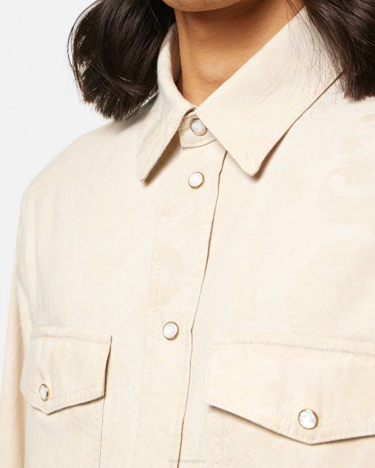 Versace ropa hombres camisa de cambray con silueta barroca 6BPV1292 beige