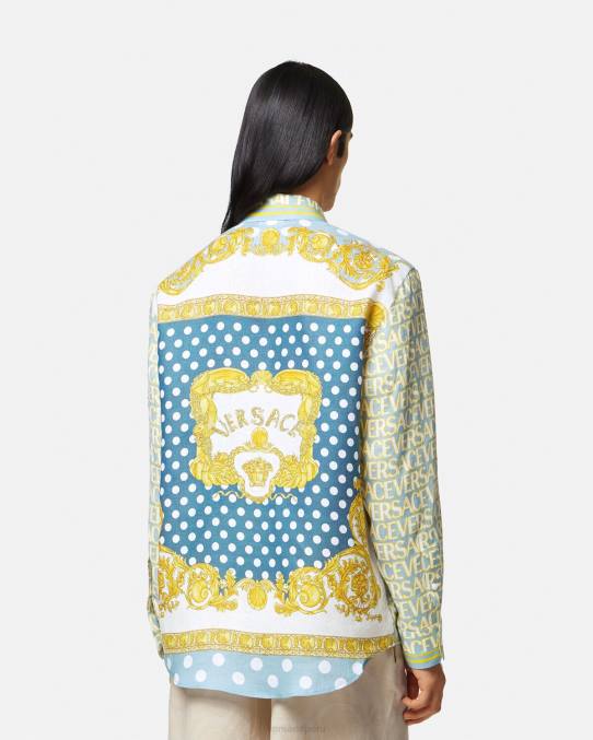 Versace ropa hombres camisa de lino por toda la prenda 6BPV1287 imprimir