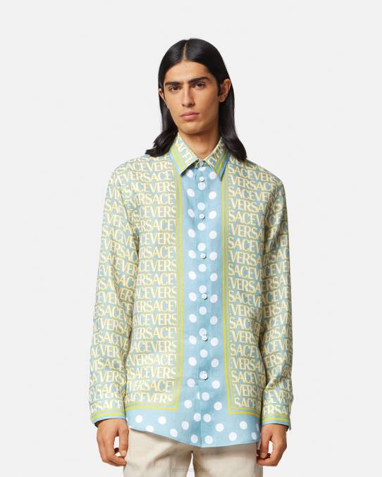 Versace ropa hombres camisa de lino por toda la prenda 6BPV1287 imprimir