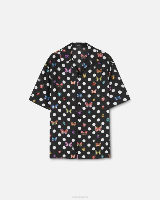 Versace ropa hombres camisa de seda mariposas 6BPV1282 un color