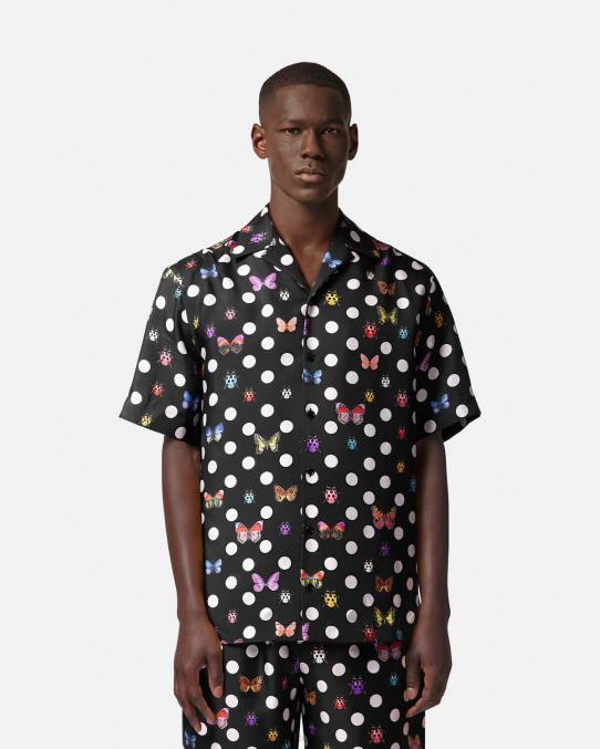 Versace ropa hombres camisa de seda mariposas 6BPV1282 un color