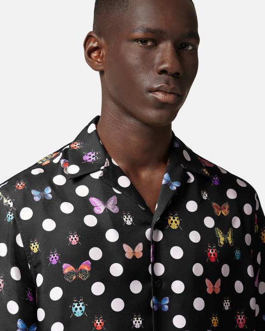 Versace ropa hombres camisa de seda mariposas 6BPV1282 un color