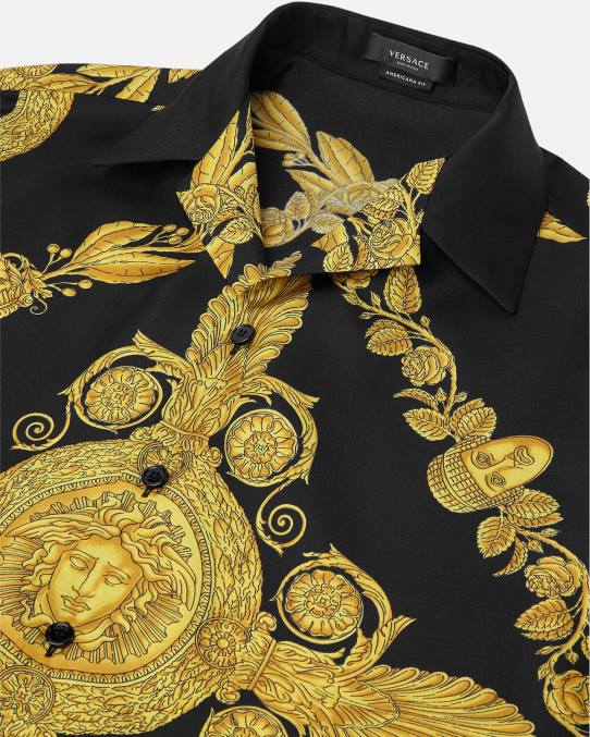 Versace ropa hombres camisa maschera barroca de seda 6BPV1311 imprimir
