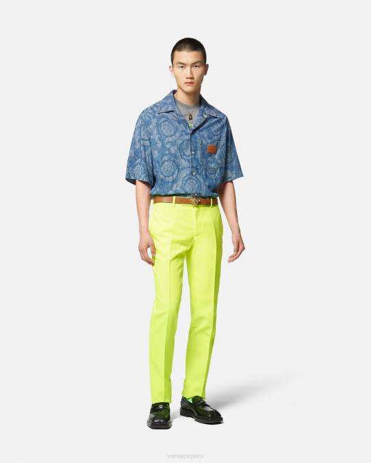 Versace ropa hombres camisa vaquera con silueta barroca 6BPV1298 Plano