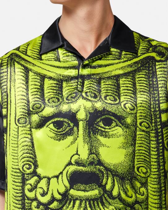 Versace ropa hombres polo manga corta la maschera 6BPV1310 negro y lima