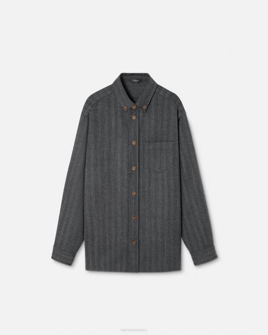 Versace ropa hombres sobrecamisa de cachemir con medusa 6BPV1302 gris