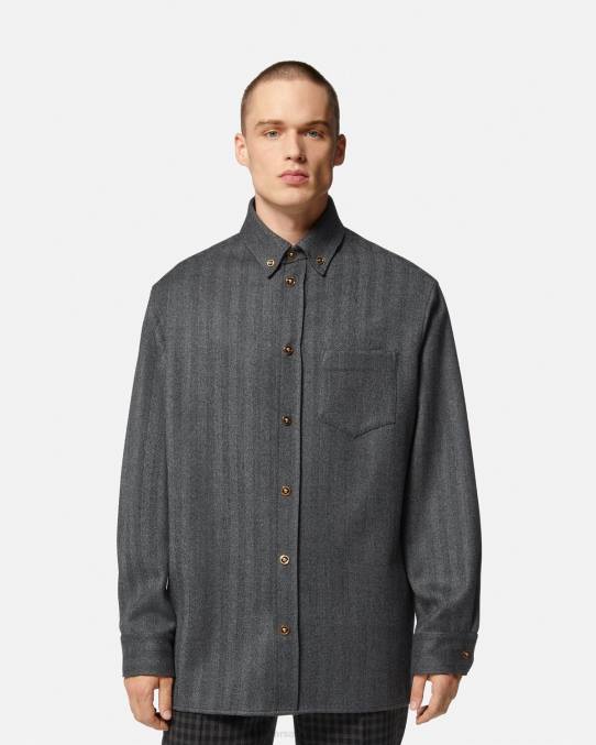 Versace ropa hombres sobrecamisa de cachemir con medusa 6BPV1302 gris