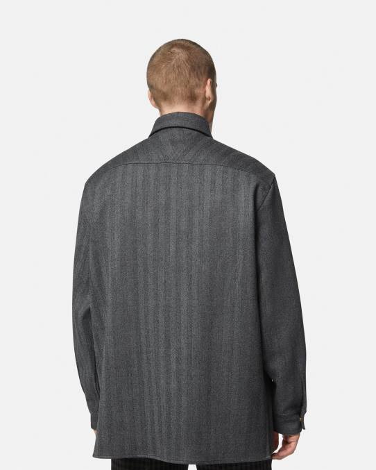 Versace ropa hombres sobrecamisa de cachemir con medusa 6BPV1302 gris