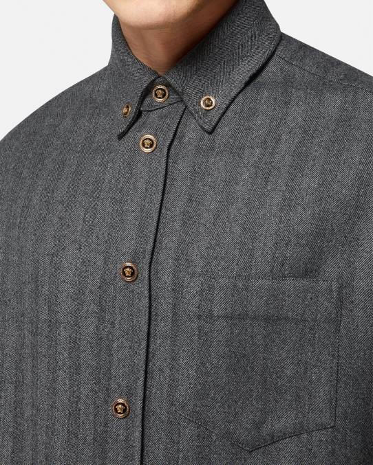 Versace ropa hombres sobrecamisa de cachemir con medusa 6BPV1302 gris