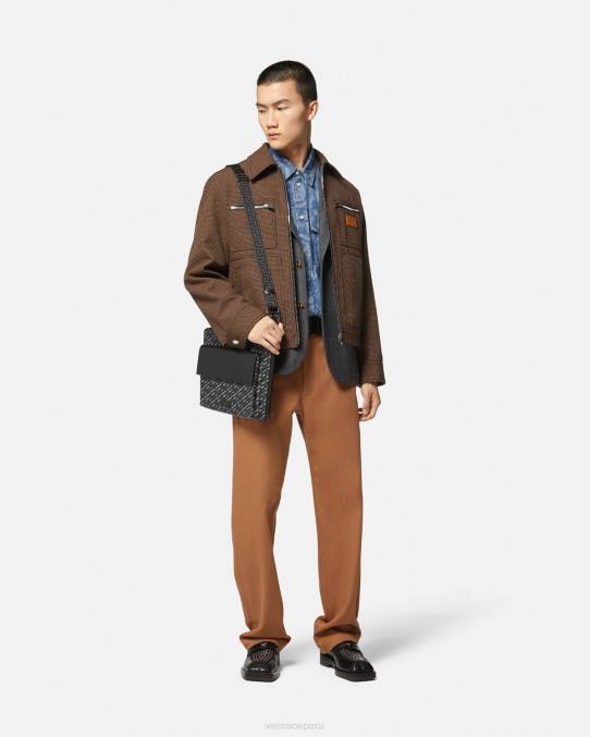 Versace ropa hombres sobrecamisa de mezclilla en jacquard barroco 6BPV1299 Plano