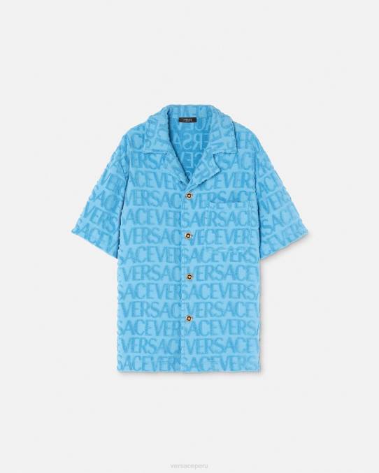 Versace ropa hombres sobrecamisa de toalla 6BPV1280 azul claro