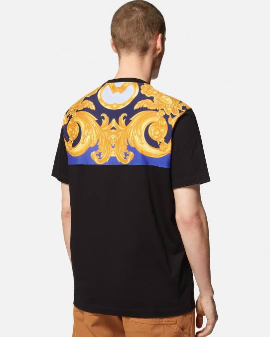 Versace ropa hombres camiseta barroco 660 6BPV1393 azul y oro