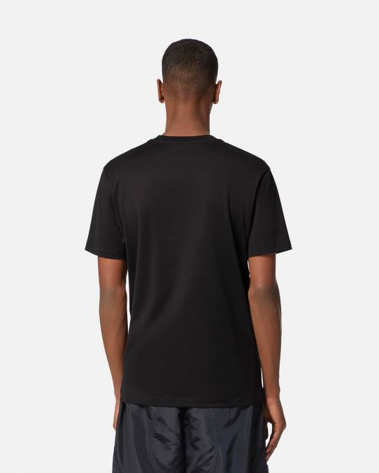 Versace ropa hombres camiseta con bordado de medusa 6BPV1396 negro