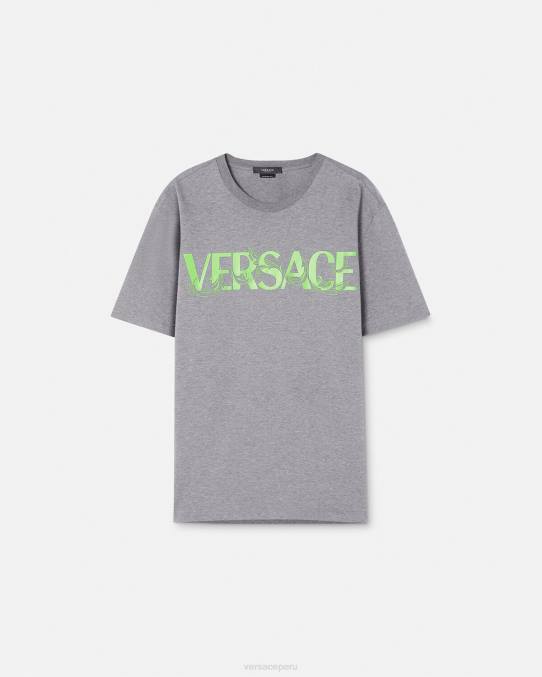 Versace ropa hombres camiseta con logo barroco bordado 6BPV1410 gris