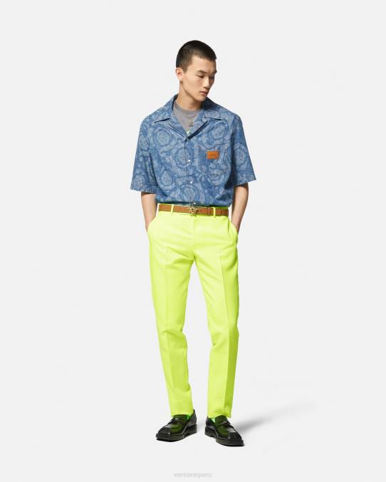 Versace ropa hombres camiseta con logo barroco bordado 6BPV1410 gris