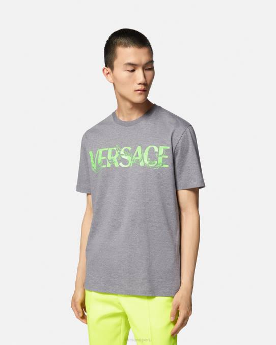 Versace ropa hombres camiseta con logo barroco bordado 6BPV1410 gris